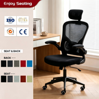 Chaise de bureau réglable à dossier haut chaise de bureau ergonomique en maille d'ordinateur pivotante avec soutien lombaire pour s'asseoir toute la journée