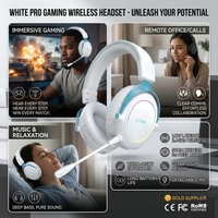 Casque de jeu sans fil personnalisé OEM/ODM avec éclairage RGB, son surround et plus de 20 heures d'autonomie de la batterie
