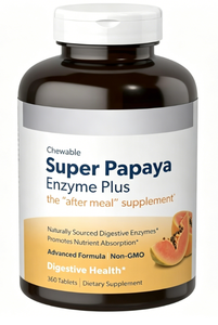 Comprimés à croquer à l'enzyme de papaye, saveur naturelle de papaye – Favorise la digestion et l'absorption des nutriments, complément alimentaire - Product Image 1