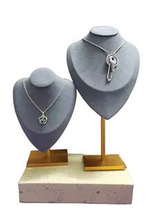 Nouveaux accessoires d'affichage de pendentif de mode métal microfibre unique bijoux affichage cou représente pour l'affichage de collier de mode
