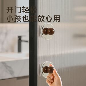 Suction Cup Hook Round Walnut Wood Color Wall Mounted Punch Free For Drawer Sliding Door Bathroom Storage - Product Image 3