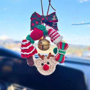 Nouvelles décorations <span class=keywords><strong>de</strong></span> Noël en <span class=keywords><strong>tricot</strong></span> pour accessoires <span class=keywords><strong>de</strong></span> voiture, couronnes et cadres <span class=keywords><strong>de</strong></span> porte pour décorations festives - Product Image 5