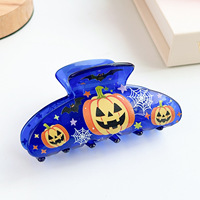 Pinces à cheveux en acrylique Halloween, grandes pinces antidérapantes en forme de citrouille, chauve-souris, crâne, toile d'araignée, accessoires de cheveux pour femmes pour les fêtes