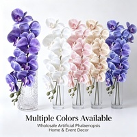 Fleur d'orchidée artificielle en impression 3D à effet réaliste pour la décoration de mariage, 9 têtes