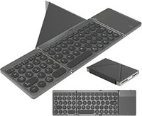 Oplaadbaar driedelig opvouwbaar toetsenbord, afneembaar lederen multifunctioneel draadloos bluetooth 5.0 opvouwbaar toetsenbord voor tablet/telefoon/pc
