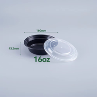 Bol alimentaire jetable en plastique PP de 16 oz avec couvercles pour la restauration rapide et les plats à emporter