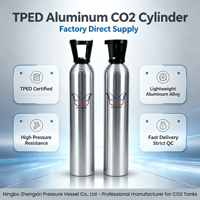 Многоразовая алюминиевая баллонная емкость ZX для CO2, TPED 0.6L 2L 4L AA6061 CGA320, пищевая, для газированных напитков, оптовый заказ OEM