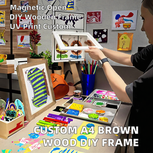 Cadre photo en bois personnalisé A4 couleur bois marron Falak World Export FWE-0052 pour œuvres d'art d'enfants, impression UV - Product Image 2