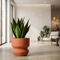 Pot Bunga Geometris dari Semen Terrazzo, Tahan UV, Tahan Beku, Wadah Tanaman Dekoratif