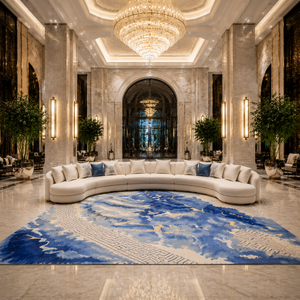 Alfombra de Lujo Personalizada, Abstracta, Hecha a Mano, con Mechones Cortados, Ecológica, Duradera, de Lana de Nueva Zelanda y Seda de Bambú, para Hotel o Villa - Product Image 2