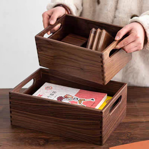 Boîtes de rangement en bois de noyer noir pour bureaux, porte-stylos, boîtes à clés en bois massif pour entrée et boîtes de rangement pour cosmétiques. - Product Image 2