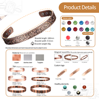Bijoux élégants, vente en gros, Bracelet magnétique personnalisé, thérapie énergétique, manchette magnétique en cuivre pur