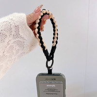 Longe de téléphone portable tressée mignonne Anti-perte courte bande de poignet pendentif mode sangle suspendue bonbons couleurs chaîne de corde