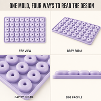 Moule en silicone réutilisable pour beignets, 40 cavités, forme anneau, sans BPA, pratique, polyvalent, durable, accessoires de pâtisserie DIY