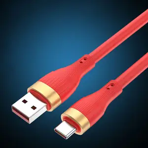 Kabel Data USB OCC 100W, kabel data usb silikon cair pengisian daya pabrik OD 6.0 untuk ponsel