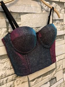 Gilet en poudre or court écharpe Bustier brillant <span class=keywords><strong>haut</strong></span> court vêtements de Festival fée Grunge femmes Camisole en maille débardeur - Product Image 6