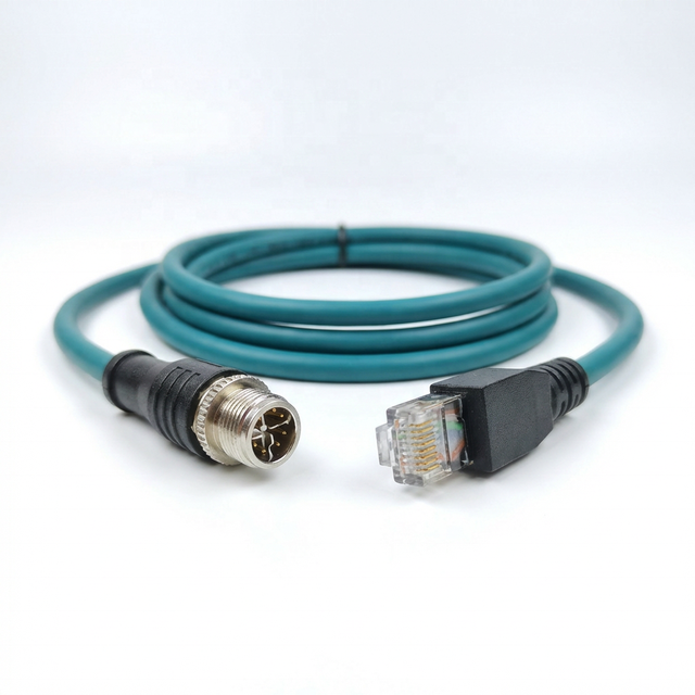 M12 X Coded 8 Pin RJ45 Cat6A Copper Industrial Ethernet Cable 10Gbps IP67 Waterproof Shielded Profinet Network Cable FPC Power
