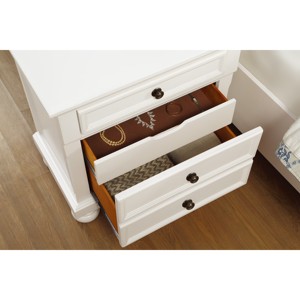 White Finish Nightstand With Bun Feet And Hidden <b>Drawer</b> Casual Transitional Bed <b>Side</b> <b>Table</b> - Product Image 4