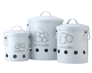 Kitchen Storage Set Jars Kitchen Storage Canister Set Of 3 Keeps Vegetables Potatoes Onions And Garlic Fresh And Tasty Jars Pots