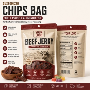 Biodegradable Laminating Pouches Food Beef Jerky Snack Digital Print Plastic Stand up Pouch With Zipper Custom Printed <b>Zip</b> Pouch - Product Image 1