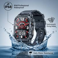 Montre connectée K63 avec écran AMOLED de 1,96 pouce, affichage permanent, batterie de 380 mAh, appels Bluetooth, montre connectée de qualité militaire pour hommes