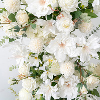 Arche de Mariage Fleurie en Soie Artificielle Rose Blanche Faite à la Main pour Décoration de Mariage et Toile de Fond Arche en Corne