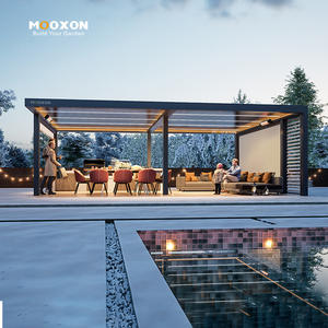 <span class=keywords><strong>Pergola</strong></span> en <span class=keywords><strong>aluminium</strong></span> avec lames de toit réglables et cloison de verre latérale - Product Image 6