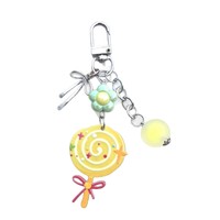 Porte-clés Sucette en Acrylique Adorable avec Breloque Fleur, Perle et Nœud Papillon, Style Bonbon Sucré, Pendentif de Sac, Accessoire de Mode Décoratif