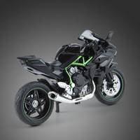 Modèle de moto Kawasaki en alliage moulé sous pression à l'échelle 1/18 avec base - Jouet de collection pour garçons et cadeaux