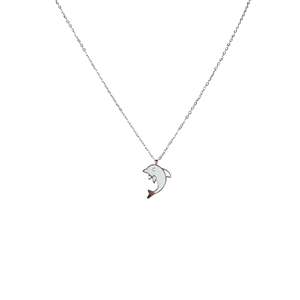Collier pendentif dauphin en acier inoxydable 316L plaqué or PVD, bijoux de mode éco-responsables - Product Image 1