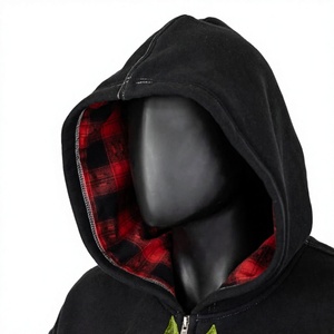 Sudadera con Capucha Negra para Hombre, Corte Regular, 100% Algodón, Estampada, con Cierre y Bolsillo Frontal, Informal, de Invierno, Servicio OEM - Product Image 2