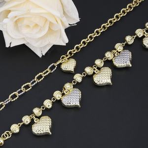 JXX Fahsion Jewelry Heart Bead Bracelet Silver and Gold-Plated Link Chain for Women Brass Bracelet - Product Image 1