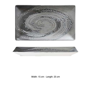 Assiette rectangulaire M1934 Vortice Grigio, impression numérique, 25 x 15 cm, fournitures de restaurant, vaisselle de traiteur, vente en gros - Product Image 3