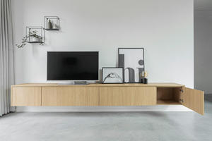 Mueble de TV Flotante para Sala de Estar, con Almacenamiento Modular, Panel de Grado ENF, Listo para Armar, para Apartamento - Product Image 3