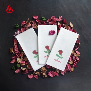 Servilletas de cena Airlaid, cuchillo, tenedor, cuchara, <span class=keywords><strong>servilleta</strong></span>, bolsillo <span class=keywords><strong>canguro</strong></span> con patrón de flores rosas - Product Image 2