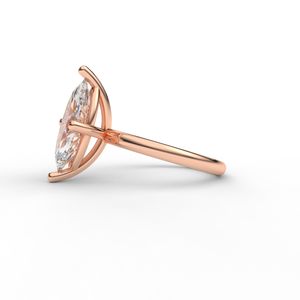 Classic Marquise Shape Lab Grown <b>Diamond</b> <b>Ring</b> Plain Band 18kt Rose Gold - Product Image 2