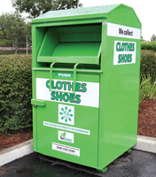 Papelera de reciclaje de ropa usada al por mayor, contenedor de donación de ropa de diseño personalizado para zapatos y prendas