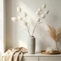 Vente en gros de fleurs artificielles en mousse PE de 120 cm, faux éryngium, faux églantier séché, couleur grise personnalisée pour les arrangements floraux de mariage, d'hôtel, de style Wabi Sabi