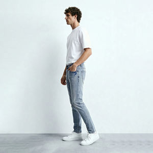 2026 Trend Açık Mavi Slim Fit Erkek Kot Vintage Yıkanmış Streç Denim Pantolon Rahat İş Yumuşak Pamuklu Erkek Pantolon - Product Image 3