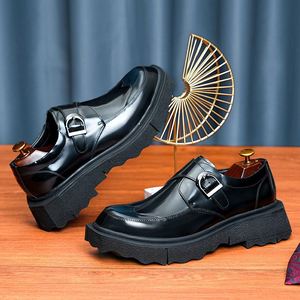 Leisure Cowhide Men's Pointed-Toe Layer Leather Business Formal <b>Shoes</b> with Mengke Heel <b>Height</b> <b>Increasing</b> Leather Sole Autumn - Product Image 5