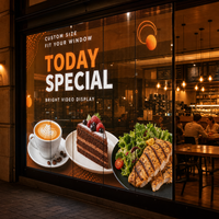 Écran LED transparent sur mesure pour la publicité sur les vitres des restaurants