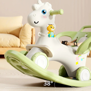 <span class=keywords><strong>Hobby</strong></span> Tree Cheval à bascule licorne en plastique économique et lisse avec accoudoirs, jouet d'intérieur pour enfants - Product Image 2