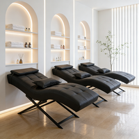 Meubles de salon de beauté modernes, lit pour sourcils entièrement noir, tête réglable, lit incurvé pour les yeux, lit cosmétique pour les cils pour salon de beauté