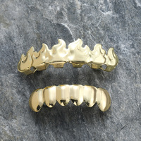 G004 Fire Grillz Brass Flame Gold Tungsten Braces pour la vente chaude, bijoux HIPHOP Hip Hop personnalisés, nouvelle version