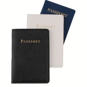 Organizador de Documentos de Viaje Familiar con Diseño Cruzado en Color Sólido, Estampado en Oro PU y Porta Pasaportes y Tarjetas, Disponible en Stock - Product Image 1