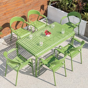 Mesa y Sillas de Aluminio para Exteriores, Estilo Nórdico, para Patio, Jardín, Cafetería al Aire Libre, Minimalistas, Impermeables y Resistentes al Sol - Product Image 3