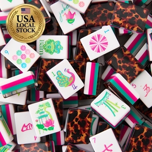 Venta al por mayor de fábrica: Nuevo juego de 160 fichas de Mahjong de lujo de acrílico grabado para viaje, estilo americano. - Product Image 1