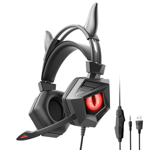 Casque de jeu filaire USB 3,5 mm G15 Cool Esports Devil Horns avec micro pour PS4 <span class=keywords><strong>et</strong></span> téléphone portable, en cuir – Nouveauté 2025, Vente Flash - Product Image 1