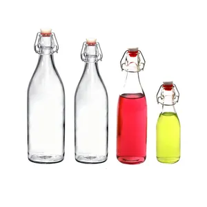500ml 17oz vazio garrafa de vidro para bebidas com tampas de borracha de vedação hermética