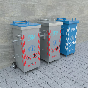 Poubelle à pédale galvanisée, bacs à déchets personnalisables 120L, extérieur, BDB BDB.10120-A, recyclage - Product Image 1